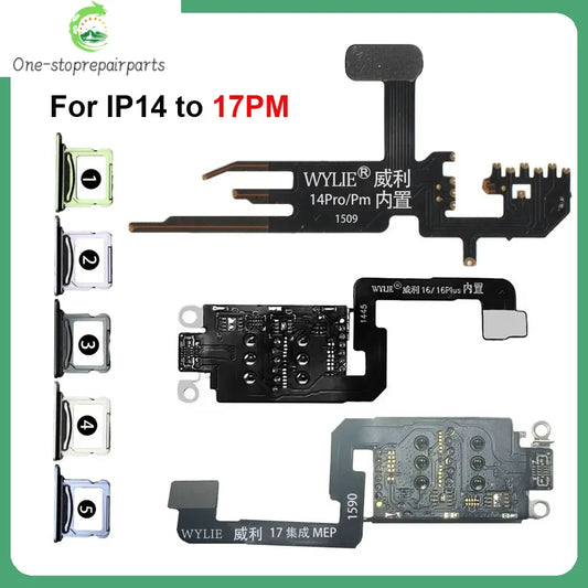 WYLIE 2Set For iPhone 17 Esim Convert to Sim Dual Card Flex Ca‮lb‬e MEP Integration Solution Support Super Snow DB IC Repair Professional Repair Tools