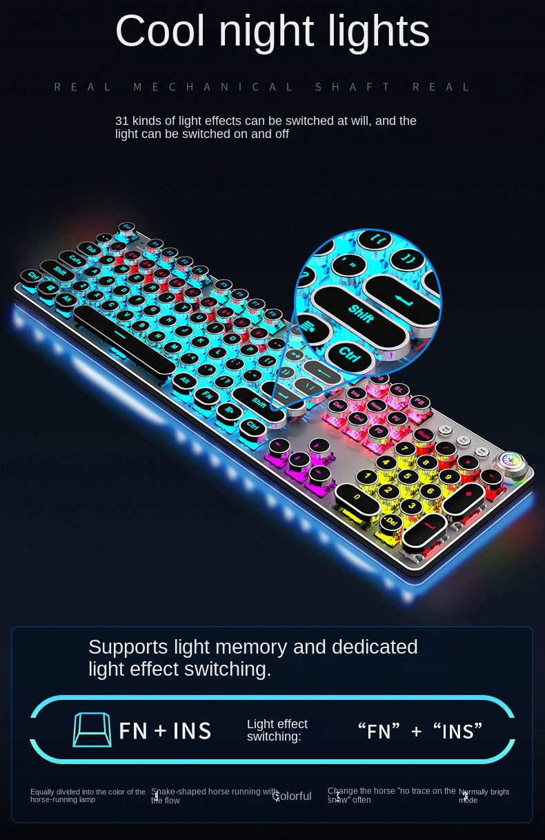 E-sports wired mechanical keyboard Metal key cap Mechanical shaft keyboard mouse headset Punk game keyboard mouse