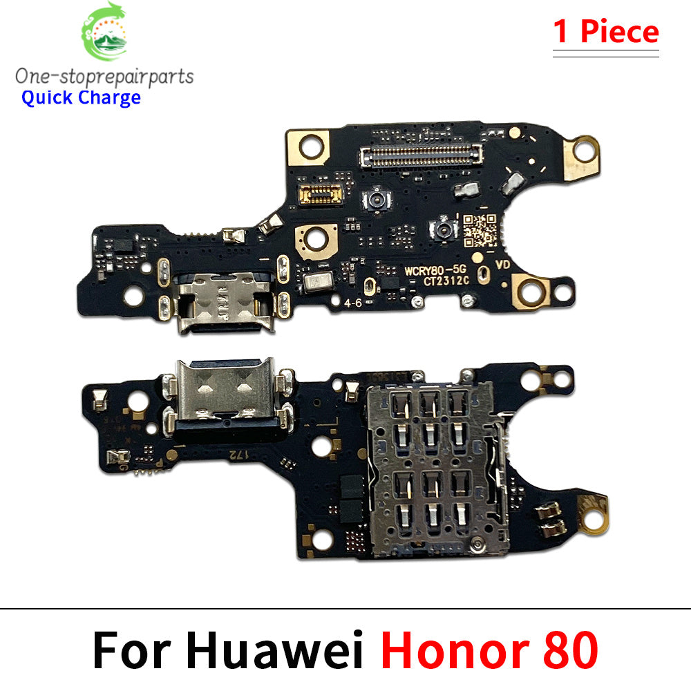 10Pcs, USB Charging Port Dock Charger Plug Connector Board Flex Cable For Huawei Honor 60 70 80 90 Pro Se Magic 4 5 6 Pro Lite Huawei phone repair parts