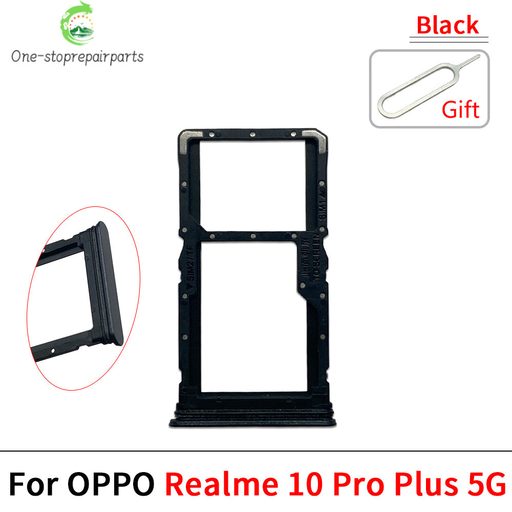 10Pcs, Micro Nano SIM Card Holder Tray Slot Holder Adapter Socket For OPPO Realme 10 10s 11 12 Pro Plus 4G 5G Realme phone repair parts
