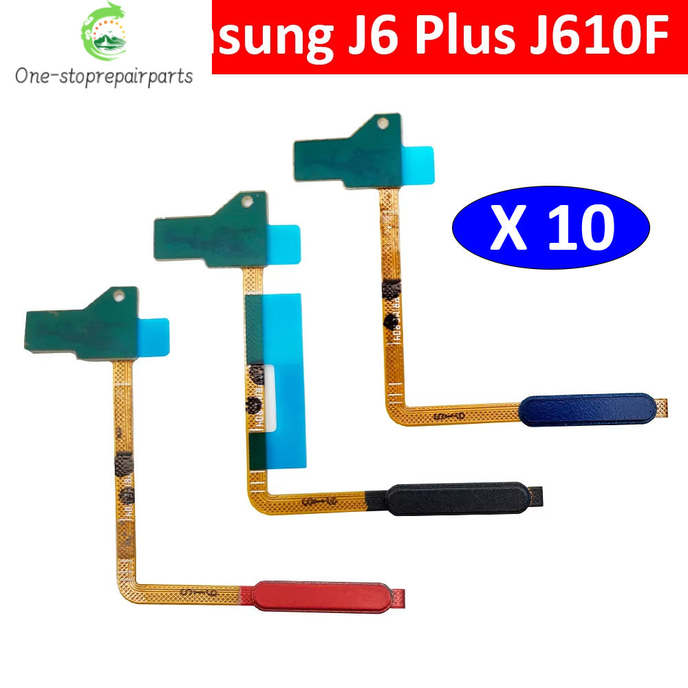 10Pcs/Lot, Home Button FingerPrint Touch ID Sensor Power Flex Cable Ribbon For Samsung J6 Plus J6+ J6plus J610 J610F Samsung phone repair parts