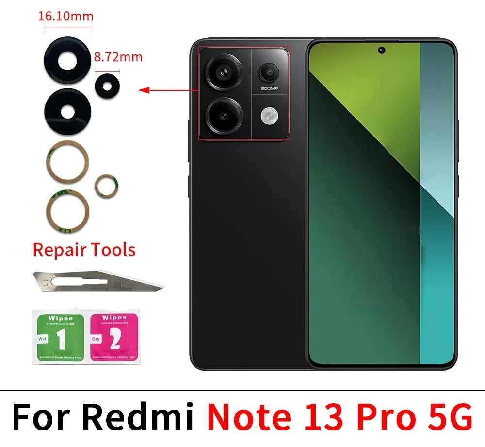 100Pcs, Back Rear Camera Glass Lens For Redmi Note 10 10s 11 12 13 Pro Plus 4G 5G With Adhesive Sticker Samsung phone repair parts