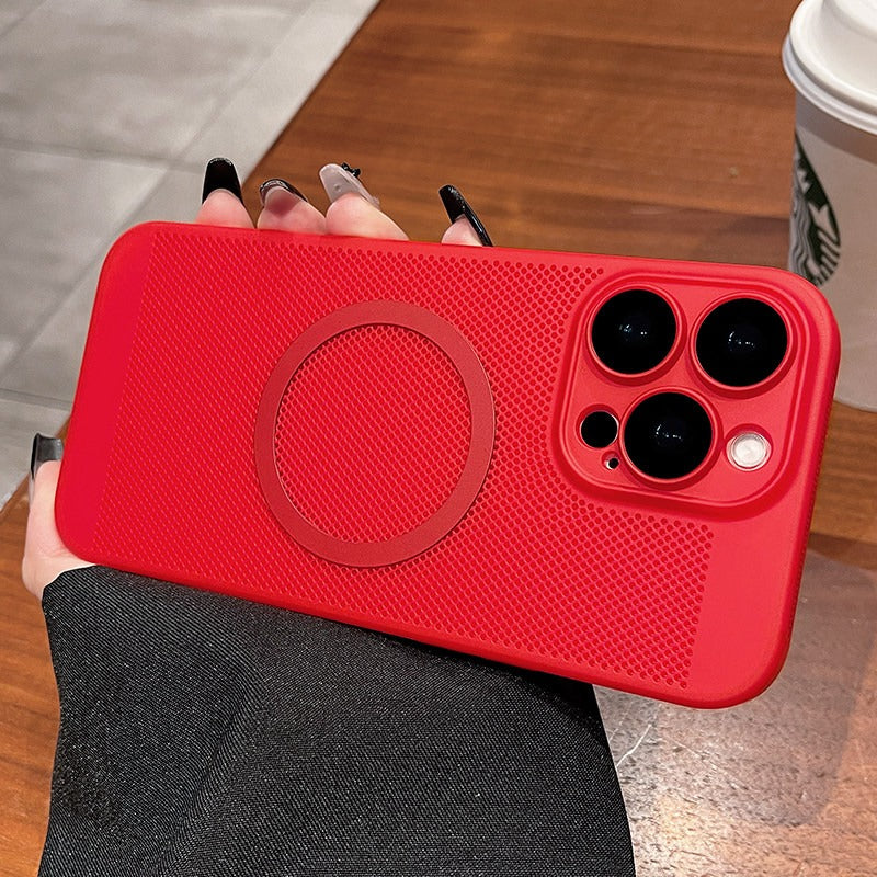 For iPhone 16Promax mobile phone case new iphone15pro protective case 17Promax ultra-thin breathable 13 heat dissipation magnetic suction 12 all-inclusive 14 men's and women's 8plus matte simple hard case Phone accessories
