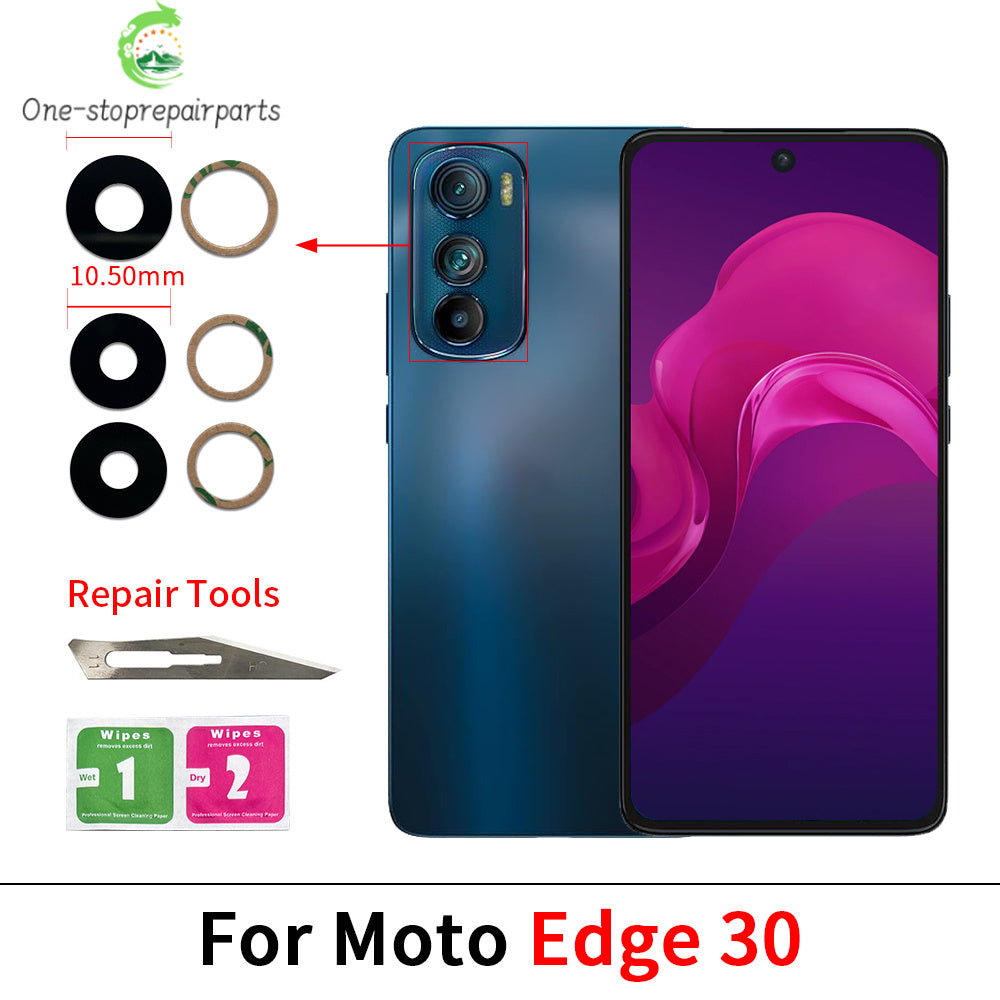 10Pcs, Camera Glass For Motorola Moto Edge 20 30 40 Pro Lite Neo Fusion Rear Back Camera glass Lens With Glue Adhesive Motorola phone repair parts