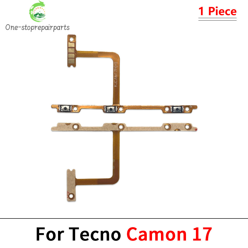 10Pcs, Power On Off Volume Side Button Key Flex Cable For Tecno Camon 15 16 17 18 19 20 30 Pro Air Neo 4G 5G Tecno phone repair parts