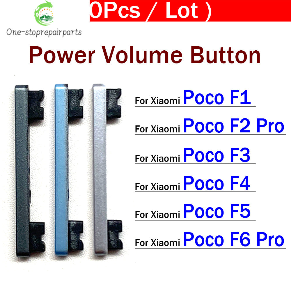 10Pcs/Lot, Side Keys Power and Volume Buttons For Xiaomi Poco F1 F2 Pro F3 F4 5G Replacement Parts  Xiaomi  Xiao mi phone repair parts
