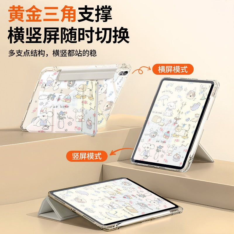For Huawei matepad11.5 protective case air12 flat case acrylic 2026 new 115s buckle pro12.2 inch transparent 2023 with pen slot se10.4 soft light version Apple Rabbit Tablet Accessories