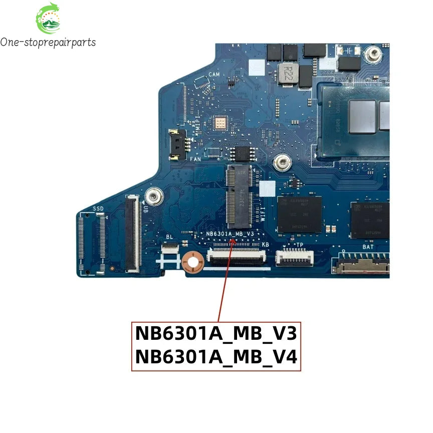 For Acer Aspire A315-510P Laptop Motherboard With Intel N100 I3-N305 CPU 4GB / 8GB-RAM NB6301A_MB_V3 / NB6301A_MB_V4 NBKDH11003 Acer laptop repair parts