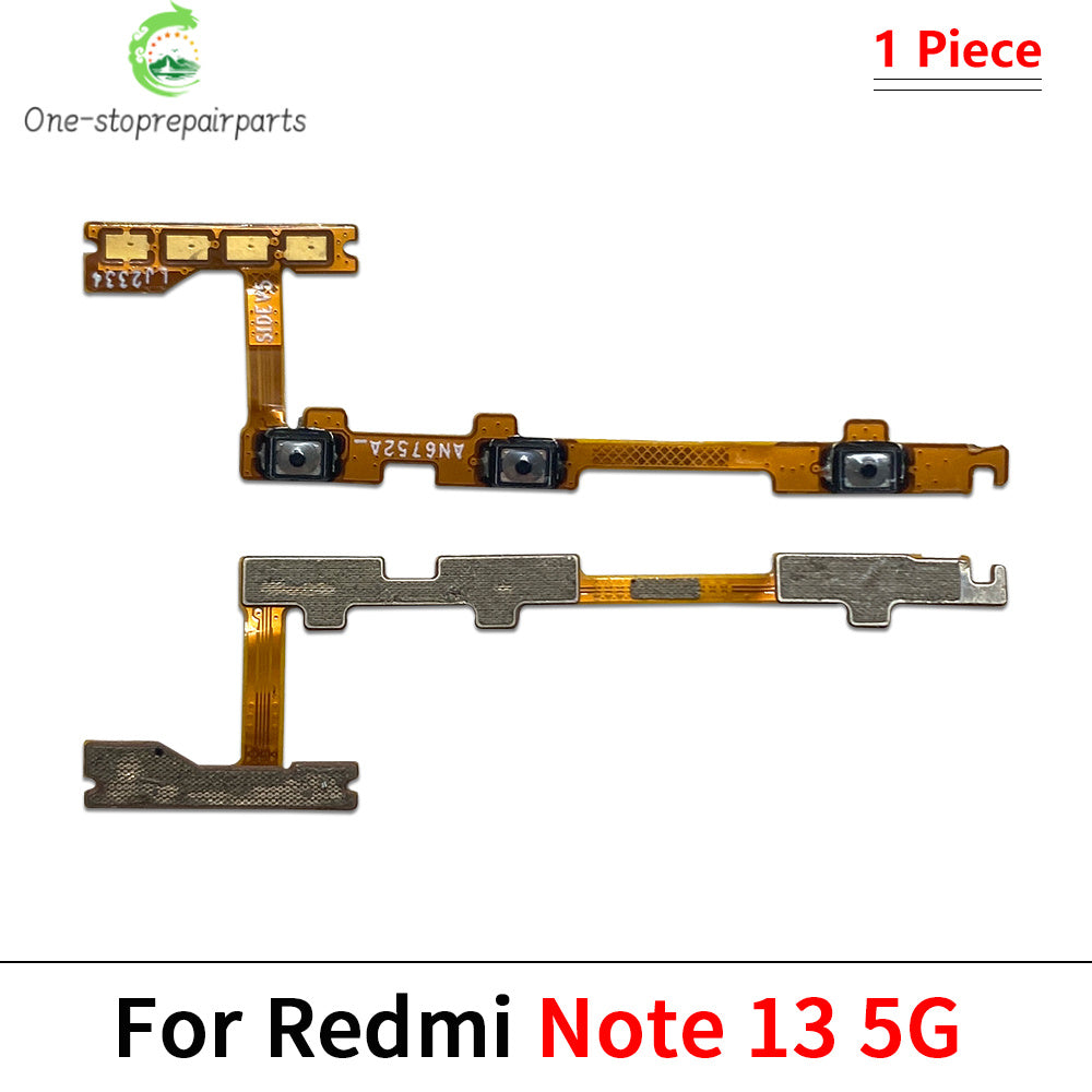 10Pcs, Volume Button Power Switch On Off Button Flex Cable For Xiaomi Redmi Note 13 14 15 Pro Plus 4G 5G Xiaomi  Xiao mi phone repair parts