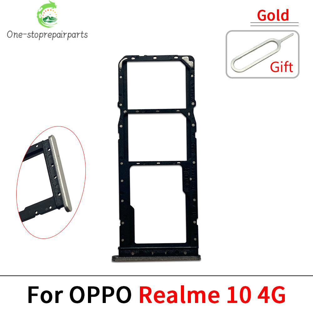 10Pcs, Micro Nano SIM Card Holder Tray Slot Holder Adapter Socket For OPPO Realme 10 10s 11 12 Pro Plus 4G 5G Realme phone repair parts
