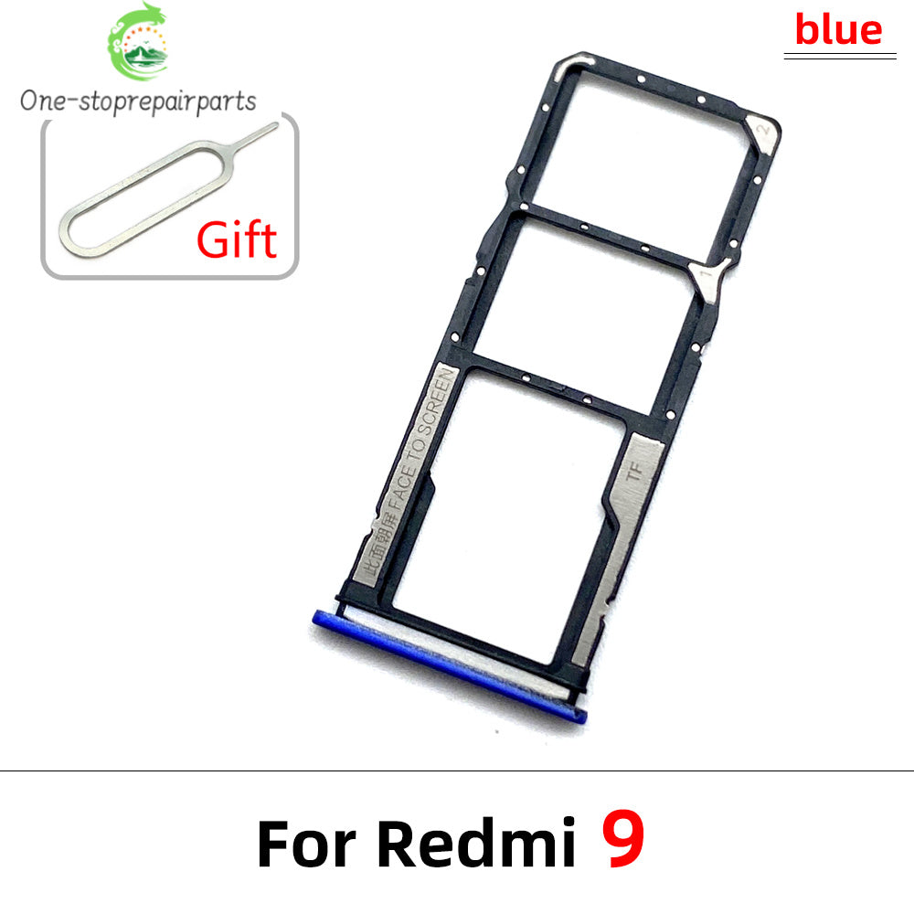 10Pcs/Lot, SIM Card Tray Slot Holder For Xiaomi Redmi 9 9A 9C 9T Replacement Parts Black Blue Green Yellow Orange  Xiaomi  Xiao mi phone repair parts