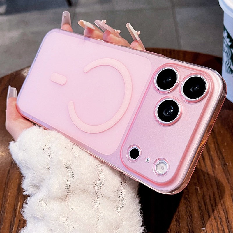 Ultra-thin ice mist magnetic suction for iPhone 17promax mobile phone case New iPhone16 skin matte fine hole all-inclusive protective case 15pro semi-transparent anti-drop case Phone accessories