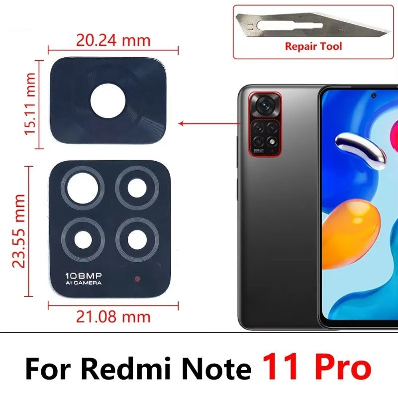 100Pcs, Back Rear Camera Glass Lens For Redmi Note 10 10s 11 12 13 Pro Plus 4G 5G With Adhesive Sticker Samsung phone repair parts