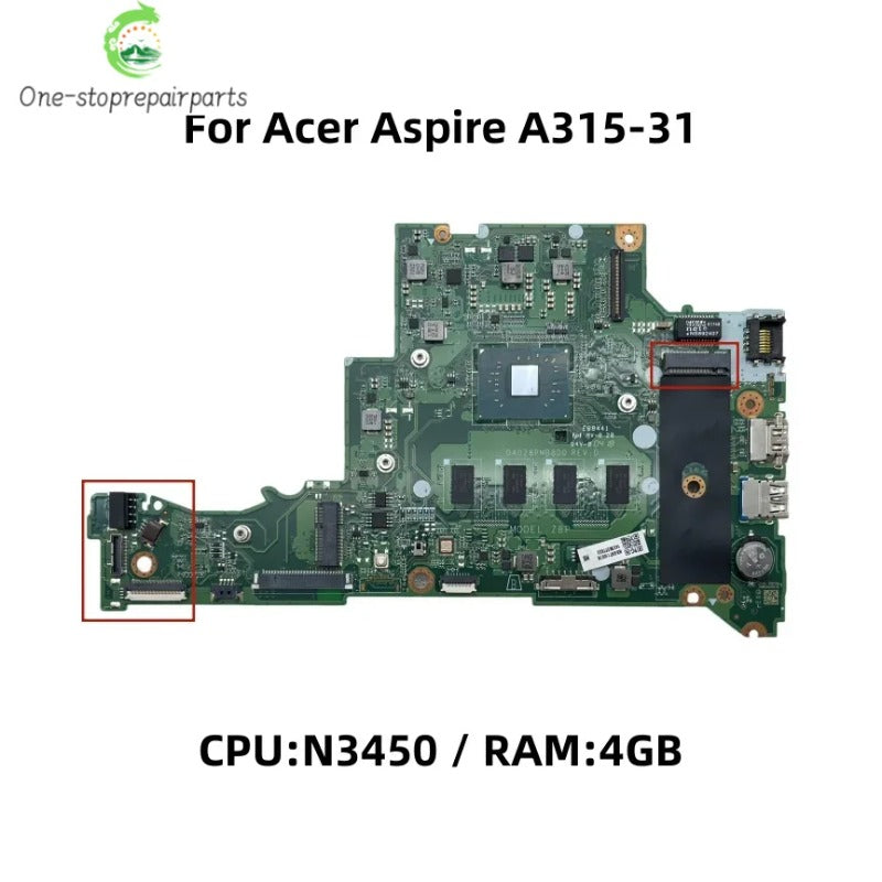 For Acer Aspire A114-31 A315-31 Laptop Motherboard DA0Z8PMB8E0 DA0Z8PMB8D0 With N3350 N3450 N4200 CPU 2GB/4GB RAM 32G/64G-SSD Acer laptop repair parts