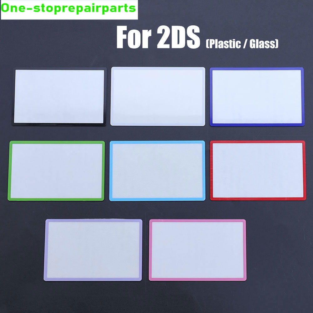 1Piece For 2DS Top Surface Mirror Glass/Plastic Upper LCD Screen Lens With Adhesive Front Protector Cover Replacement Game console repair parts