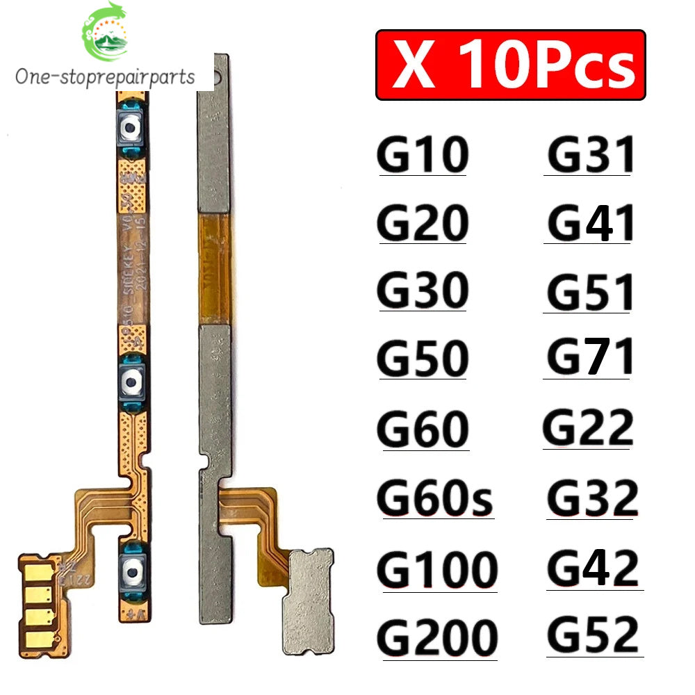 10Pcs, Volume Power Switch On Off Button Flex Cable For Moto G10 G20 G30 G100 G200 G50 G60 G60s G31 G51 G22 G32 G52 G41 G71 5G Motorola phone repair parts