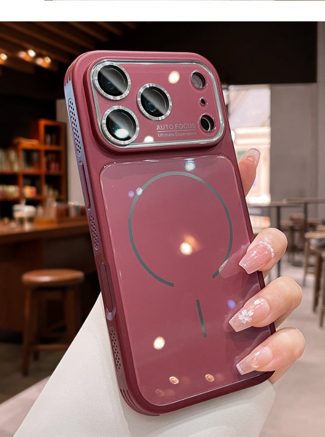 Frosted magnetic suction heat dissipation for iPhone 17promax mobile phone case The new iPhone16 seconds becomes larger Windows protective case 15pro Side mesh heat dissipation design Men's and women's Phone accessories