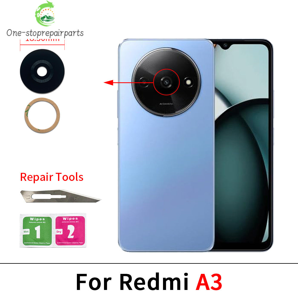 New For Redmi A1 A2 A3 A5 Plus Rear Back Camera Glass Lens With Ahesive Sticker Redmi phone repair parts