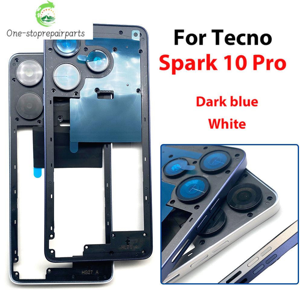 Middle Frame For Tecno Spark 10 Pro KI7 Middle Frame Housing Bezel With Side Button Repair Parts Tecno phone repair parts