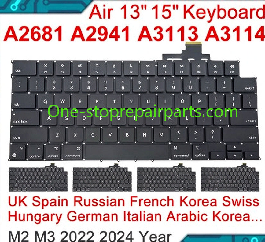 New Laptop Keyboard For MacBook Air 13.6" 15" A2681 A2941 A3113 A3114 Keyboard US UK English French German Spain EU 2022 2024 Macbook repair parts
