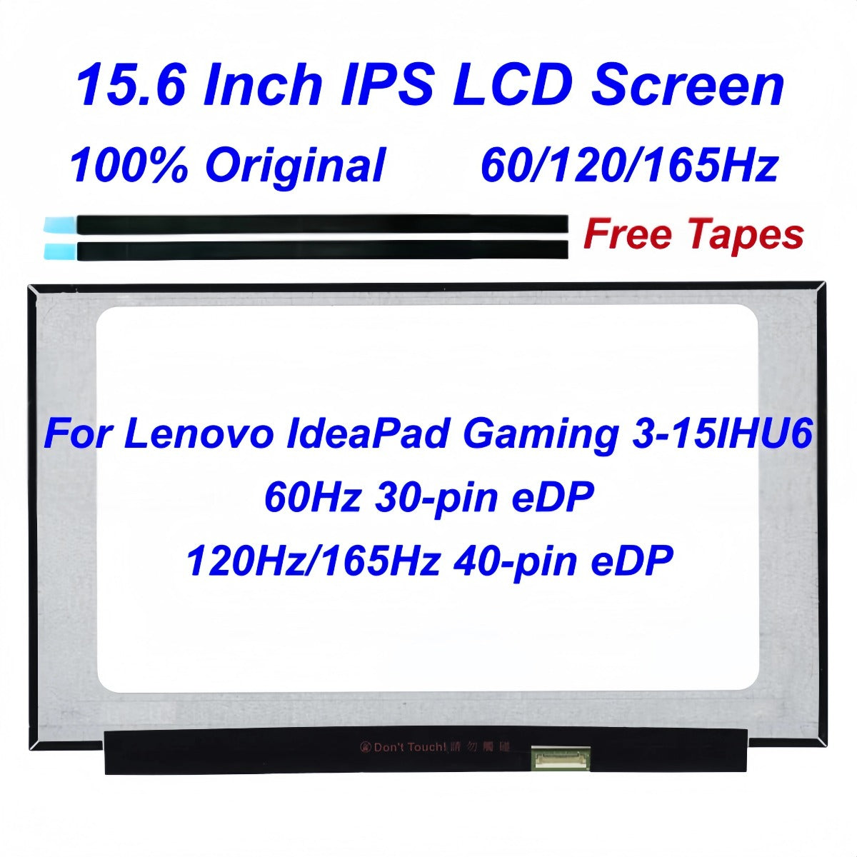 15.6" FHD IPS Laptop Screen For Lenovo IdeaPad Gaming 3-15IHU6 82K1 LCD Display Replacement Panel 60Hz 120Hz 165Hz Lenovo laptop repair parts