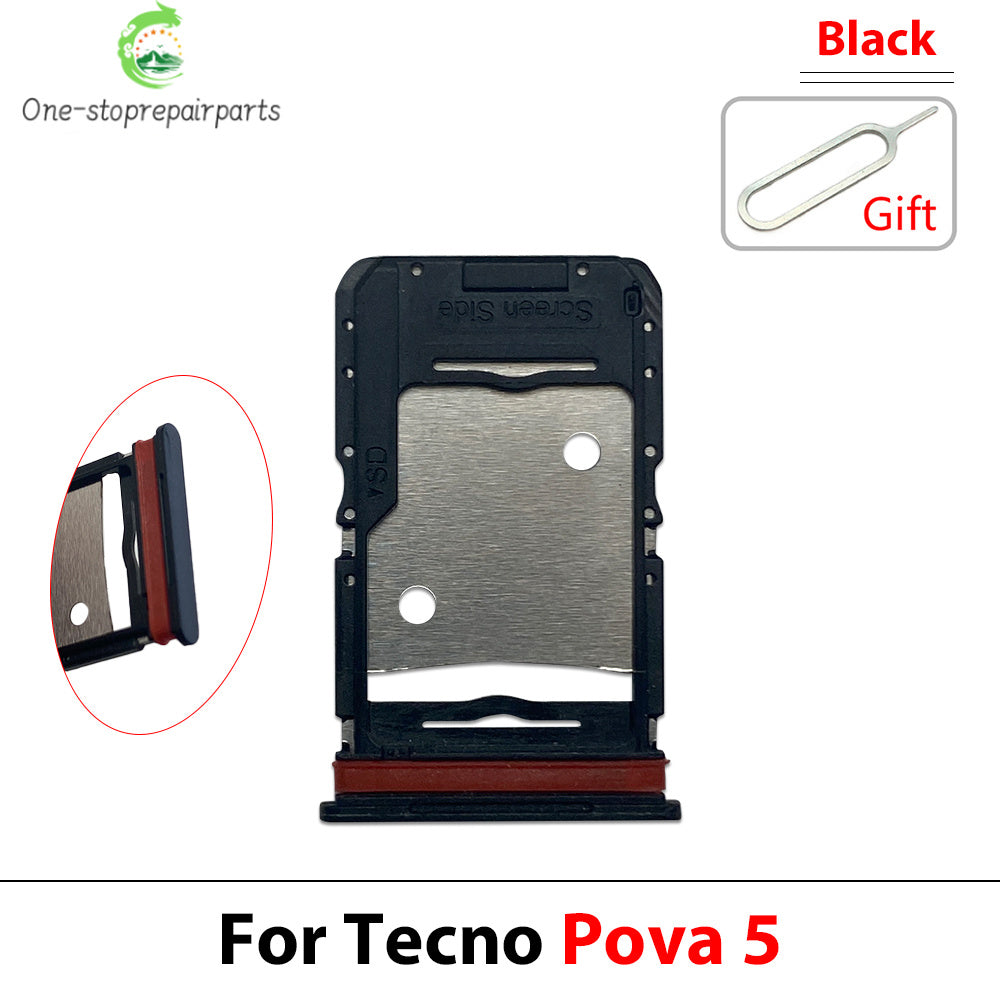 SIM Card Tray Slot Holder Adapter Accessories For Tecno Pop 5 6 7 Pova 2 3 4 5 Neo Pro Tecno phone repair parts