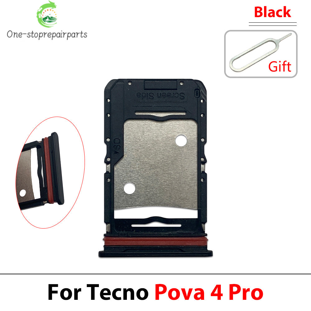 SIM Card Tray Slot Holder Adapter Accessories For Tecno Pop 5 6 7 Pova 2 3 4 5 Neo Pro Tecno phone repair parts