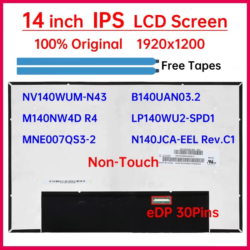 14" IPS Laptop LCD Screen NV140WUM-N43 B140UAN03.2 N140JCA-EEL Rev.C1 LP140WU2-SPD1 M140NW4D R4 MNE007QS3-2 Display Matrix Panel Laptop screen replacement