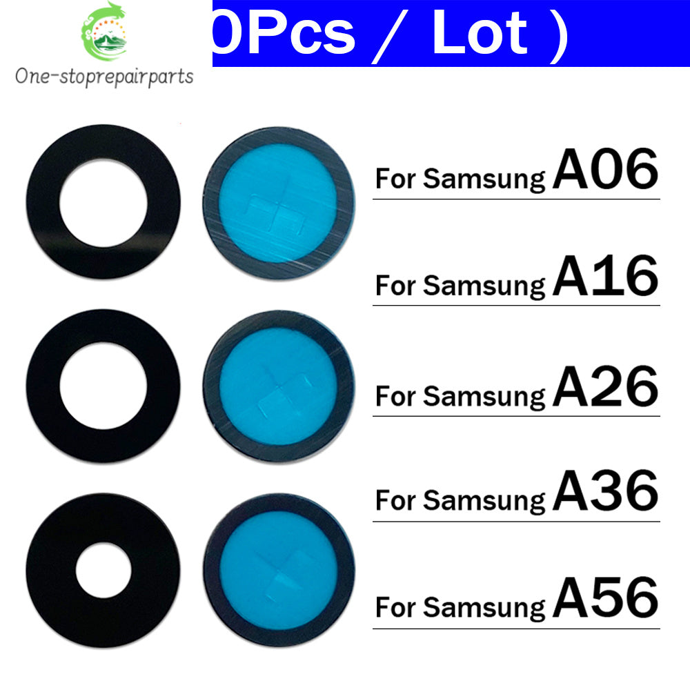 10Pcs/Lot , Camera Glass Lens Back Rear Camera Glass Lens For Samsung A06 A16 A26 A36 A56 4G 5G With Adhesive Sticker Samsung phone repair parts