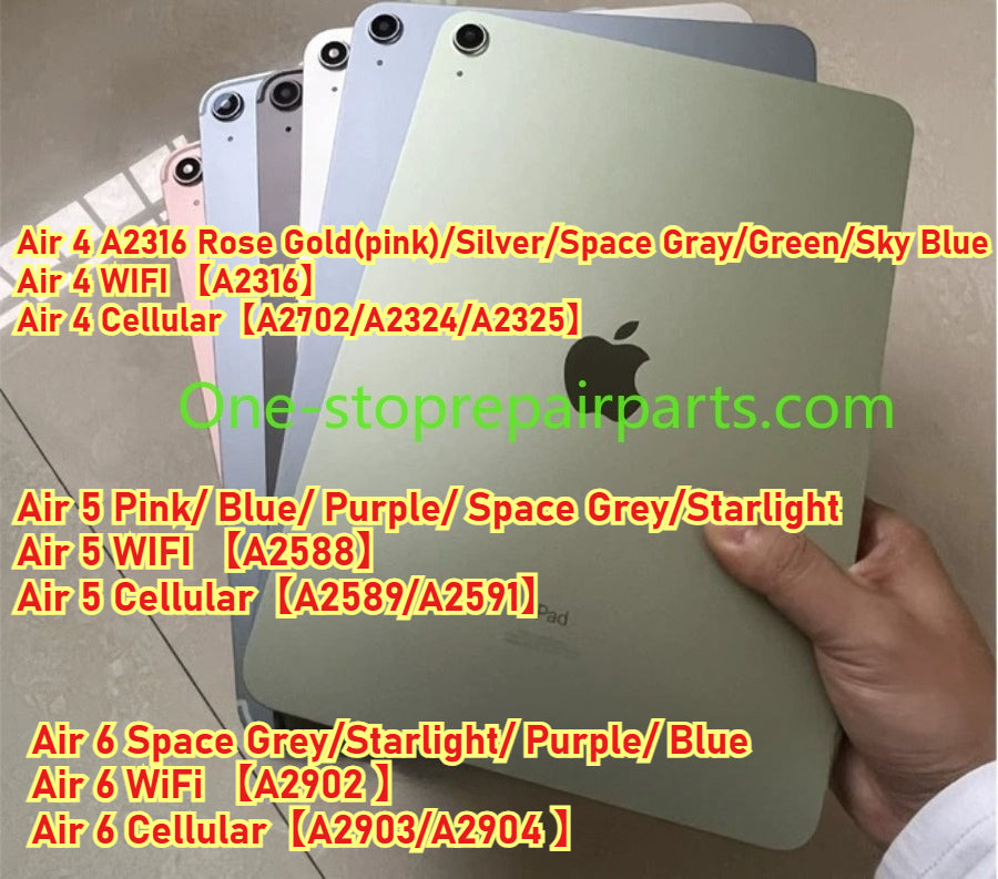 Back housing cover with speaker home power key button parts assembly for iPad air 4 air 5 air 6 A2316 A2588 A2589 A2902 A2702 A2324 A2903 A2904 WiFi Cellular battery back cover iPad repair parts