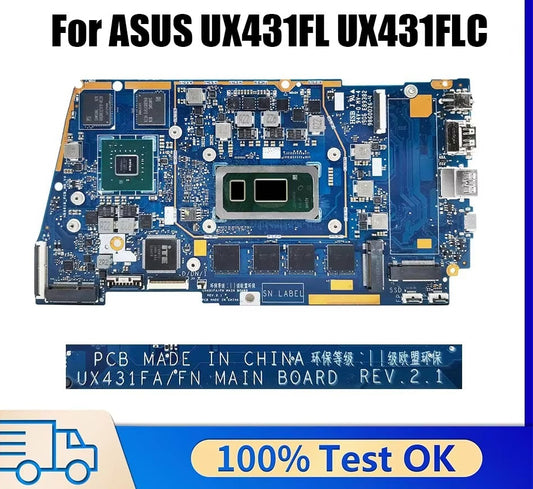 UX431FA UX431FN Motherboard For ASUS ZenBook-14 UX431FAC UX431F UX431FC Notebook Mainboard 4GB 8GB 16GB-RAM I3-I5-I7-8th 10th UMA PM ASUS laptop repair parts