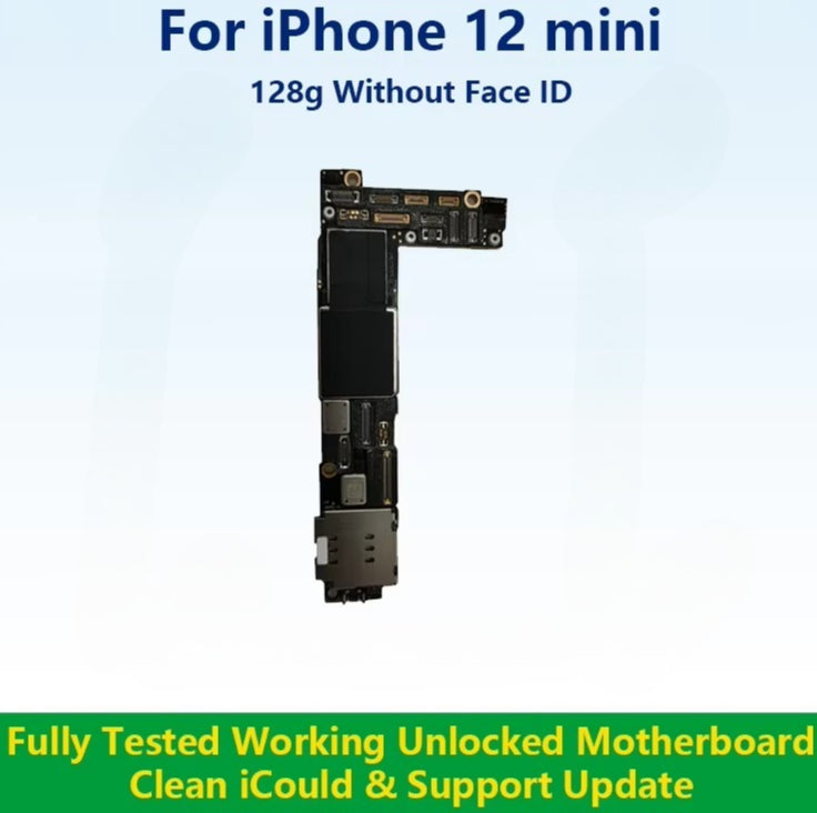 Unlocked Mainboard Fully Tested 100% Working Motherboard Compatible With 12 Mini With Face ID Cleaned iCloud And Support Update iPhone phone repair parts
