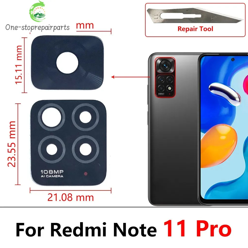 10Pcs, Camera Glass Lens Back Rear Camera Glass Lens For Xiaomi Redmi Note 11 12 13 14 Pro Plus 4G 5G With Adhesive  Xiaomi  Xiao mi phone repair parts