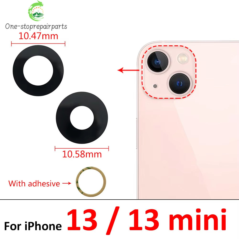 10Pcs, Camera Glass Lens Back Rear Camera Glass Lens For iPhone 11 12 13 14 15 16 17 Pro Max Plus Mini With Sticker Adhesive iPhone phone repair parts