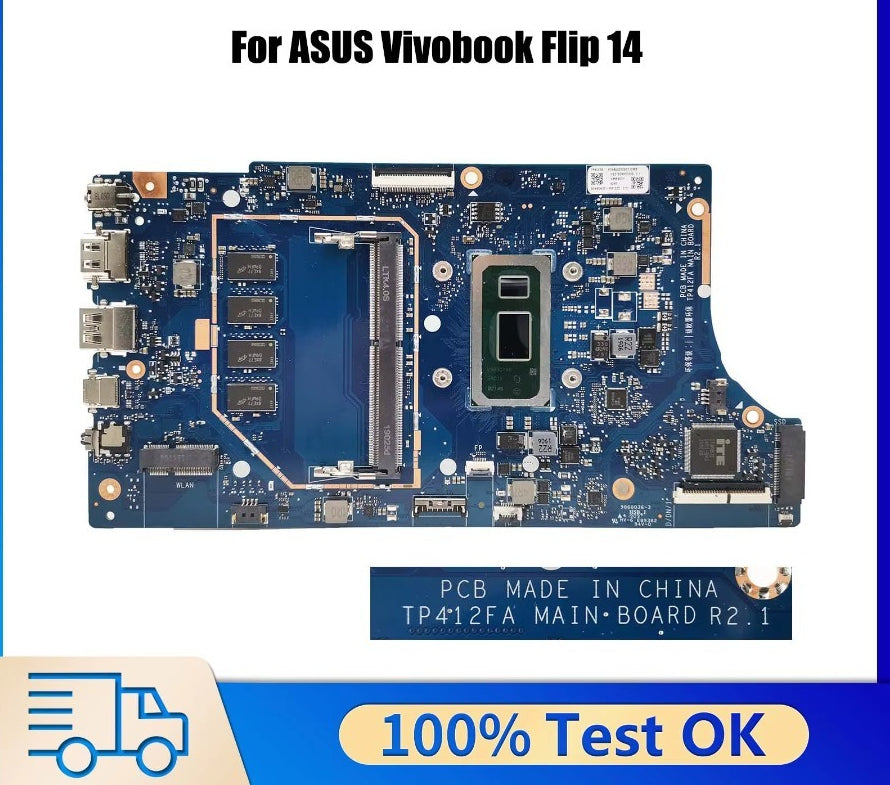 TP412FA Mainboard For ASUS Vivobook Flip 14 TP412 TP412F SF4100F TP412FAC Laptop Motherboard I3 I5 I7 8th/10th CPU 4GB 8GB-RAM ASUS laptop repair parts