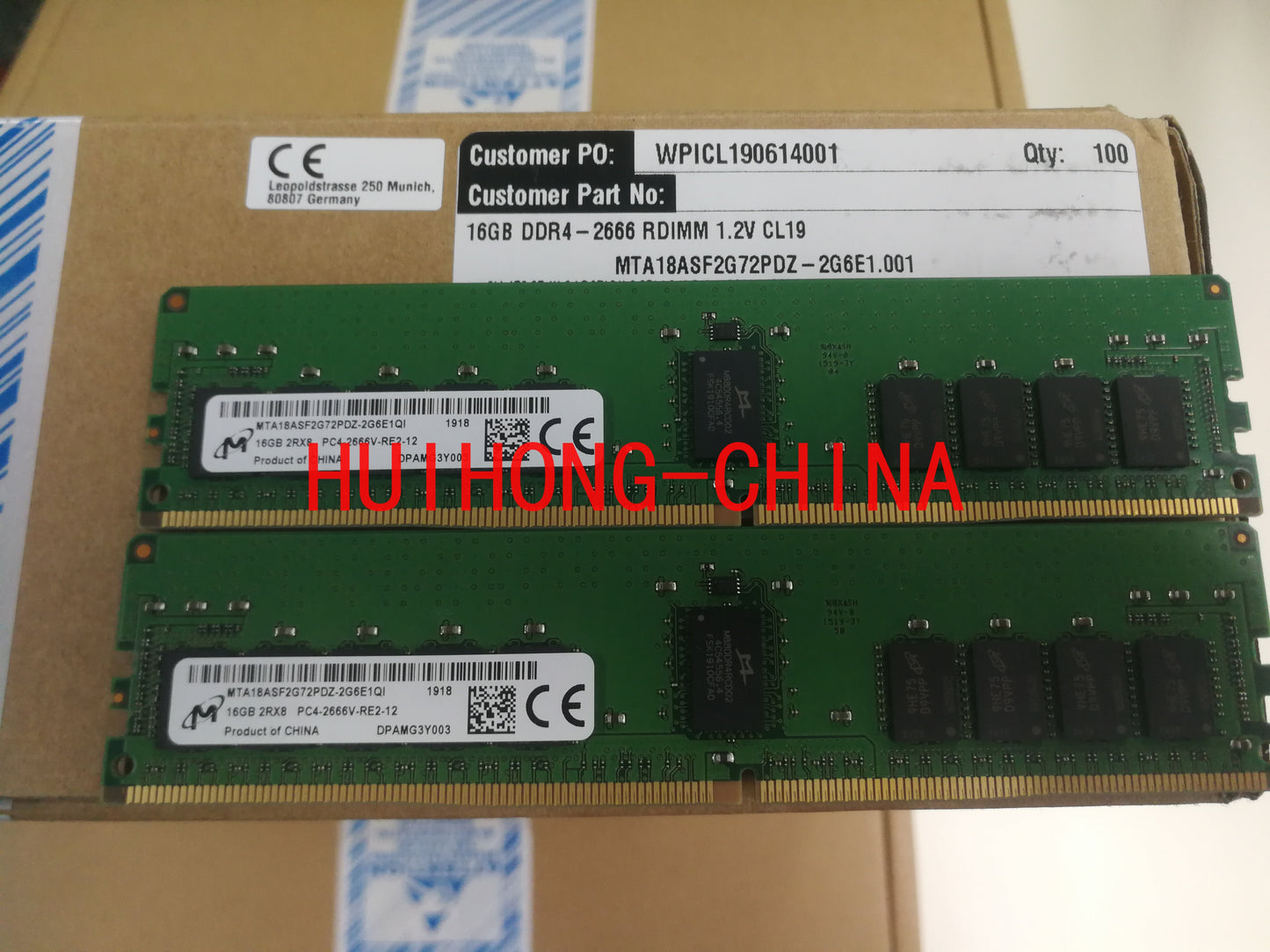 Micron MTA18ASF2G72PDZ-2G6E1 16G 2RX8 PC4-2666V DDR4 RECC memory RAM