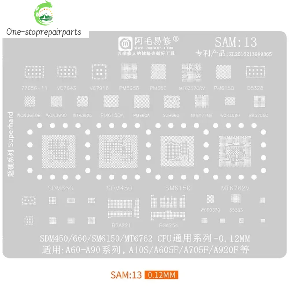 AMAOE BGA Reballing Stencil for Samsung 10-22 S22 S24 Ultra CPU RAM Exynos1330 1380 SPU16 Tin Planting Motherboard Repair Tool Professional Repair Tools