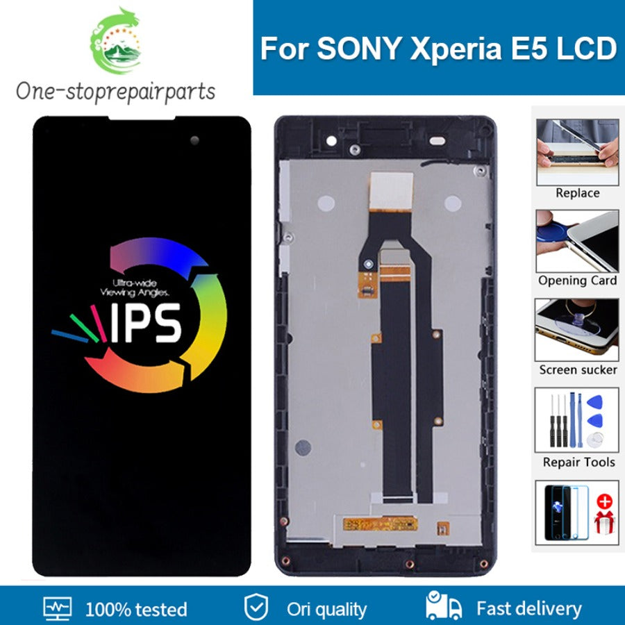 5.0" Original LCD Display For Sony Xperia E5 LCD Display Touch Screen Digitizer Assembly For Sony E5 F3311 F3313 With frame Sony phone repair parts