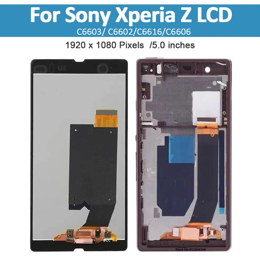 Original 5.0"LCD For Sony Xperia Z Display Touch Screen For C6603 C6602 C6616 C6606 LCD Digitizer Assembly LCD With frame Sony phone repair parts