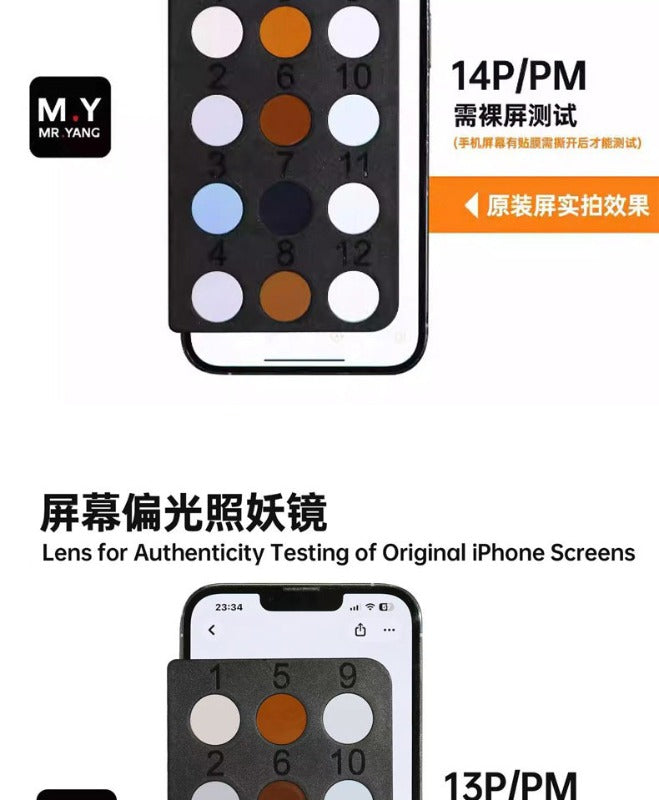 Lens for Authenticity Testing of Original iPhone Screens Inspection Screen, Assembled Screen, Third Party  iPhone 12-17 Series Apple FOG Screen Non-Disassembly Test Card repair tool