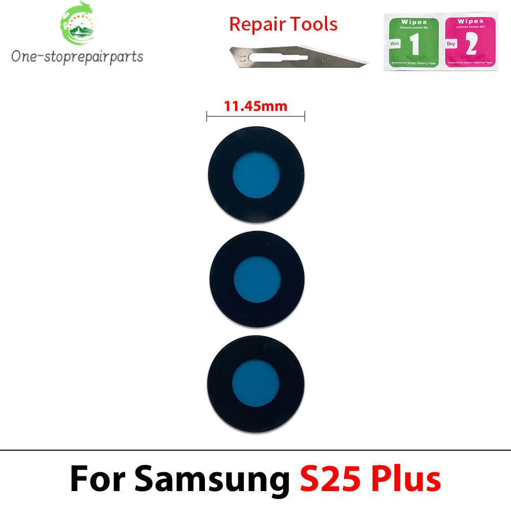 New Rear Camera Glass Lens Cover With Frame Holder with Sticker For Samsung S25 Plus S25 Ultra Replacement Parts Samsung phone repair parts