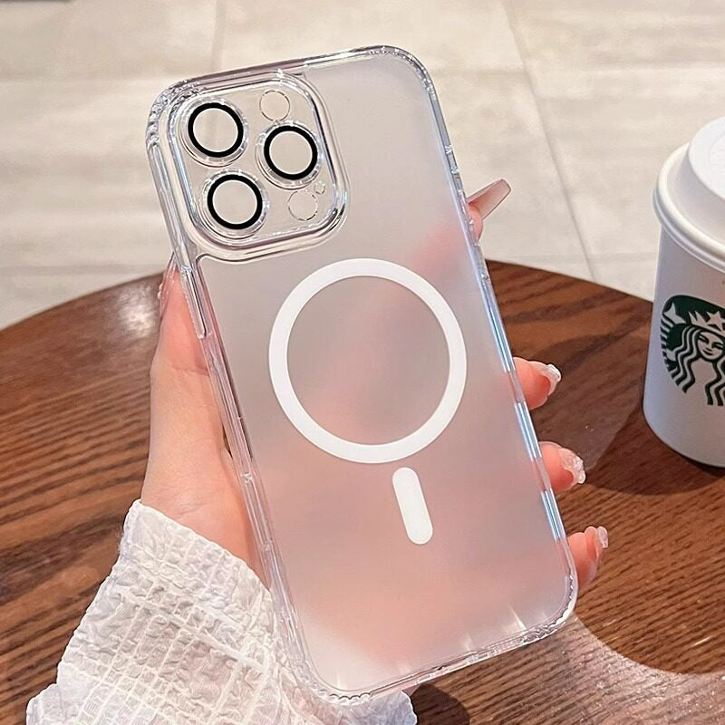 All-inclusive with camera button for iPhone 17promax mobile phone case New iPhone16 Magnetic suction tape Lens film Airbag anti-drop 17pro Full transparency Advanced sense 16pro Simple shell Phone accessories