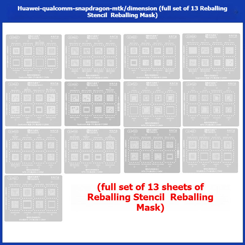 Reballing Stencils HUAWEI Snapdragon Qualcomm Dimensity SDM/MTK Android Phone CPU Reballing Mask repair tools