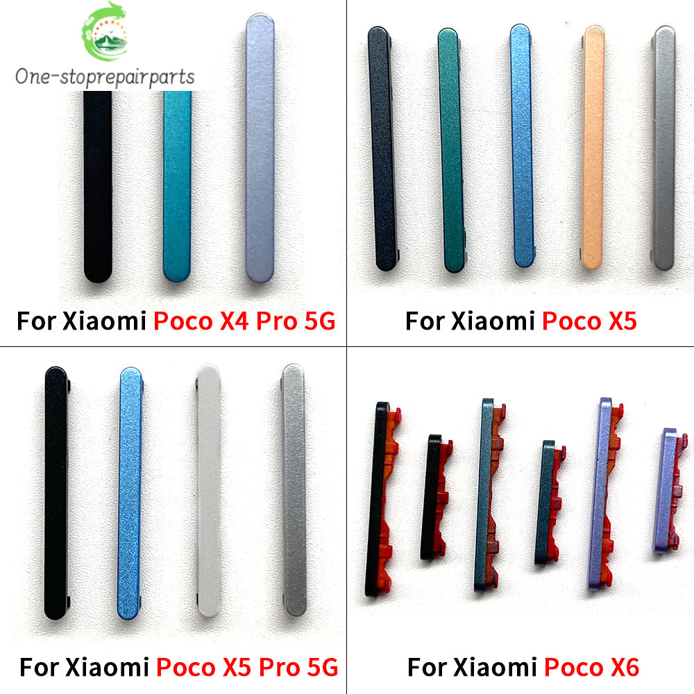 10Pcs/Lot, Side Keys Key Power and Volume Buttons For Xiaomi Poco X4 X5 X6 Pro 5G Replacement Parts  Xiaomi  Xiao mi phone repair parts