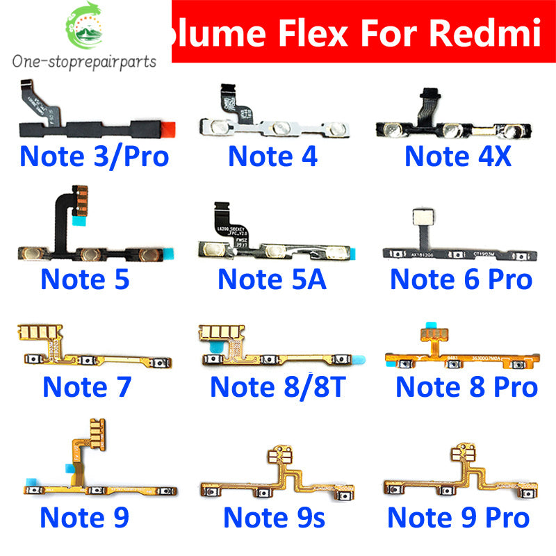 Volume Button Power Switch On Off Button Flex Cable For Xiaomi Redmi Note 3 4 4X 5 5A 6 7 8 8T 9 9T 10 Pro 9s 5G Power Key Xiaomi  Xiao mi phone repair parts