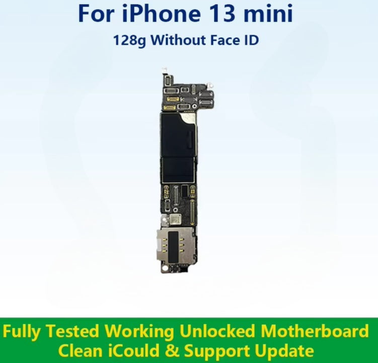 Fully Tested Authentic Motherboard For iPhone 13mini 128g/256g/512g Unlocked Mainboard With Face ID Cleaned iCloud Fast Shipping iPhone phone repair parts