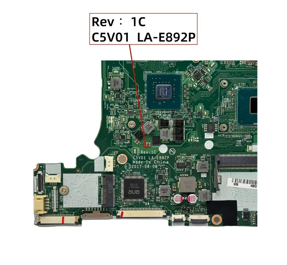C5V01 LA-E892P For Acer Aspire A515-51G A615-51G Laptop Motherbboard With i3 i7-7500U i5-8250U CPU 4GB-RAM MX130/MX150 2GB-GPU Acer laptop repair parts