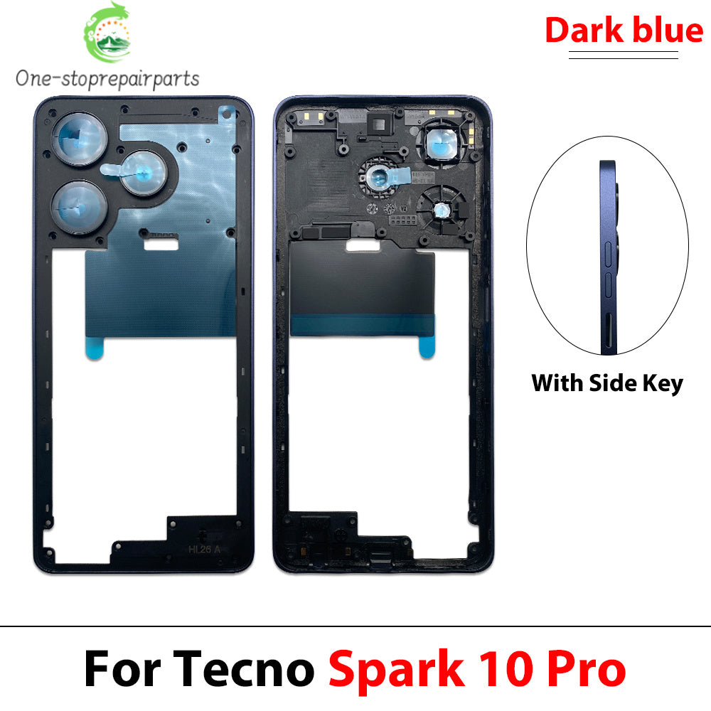 Middle Frame For Tecno Spark 10 Pro KI7 Middle Frame Housing Bezel With Side Button Repair Parts Tecno phone repair parts