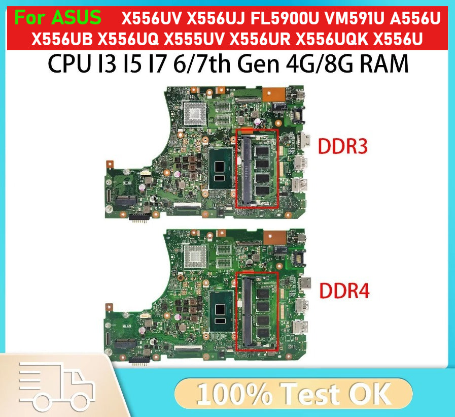 X556UA Motherboard For ASUS X556UV X556UJ FL5900U VM591U A556U X556UB X556UQ X555UV X556UR X556UQK X556U Mainboard I3 I5 I7  ASUS laptop repair parts