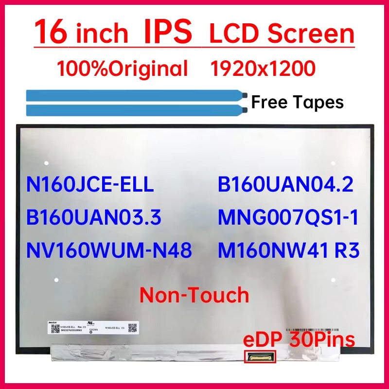 16 Inch Laptop LCD Screen N160JCE-ELL B160UAN03.3 NV160WUM-N48 B160UAN04.2 MNG007QS1-1 M160NW41 R3 Display Matrix Panel No-Touch Laptop screen replacement